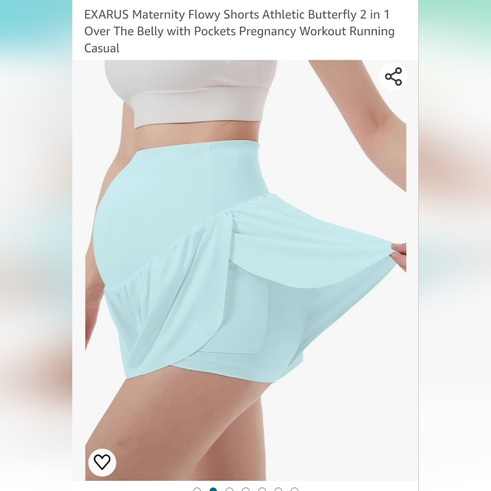NWT EXARUS Maternity Flowy Shorts Athletic Butterfly 2 in 1 Size XXL